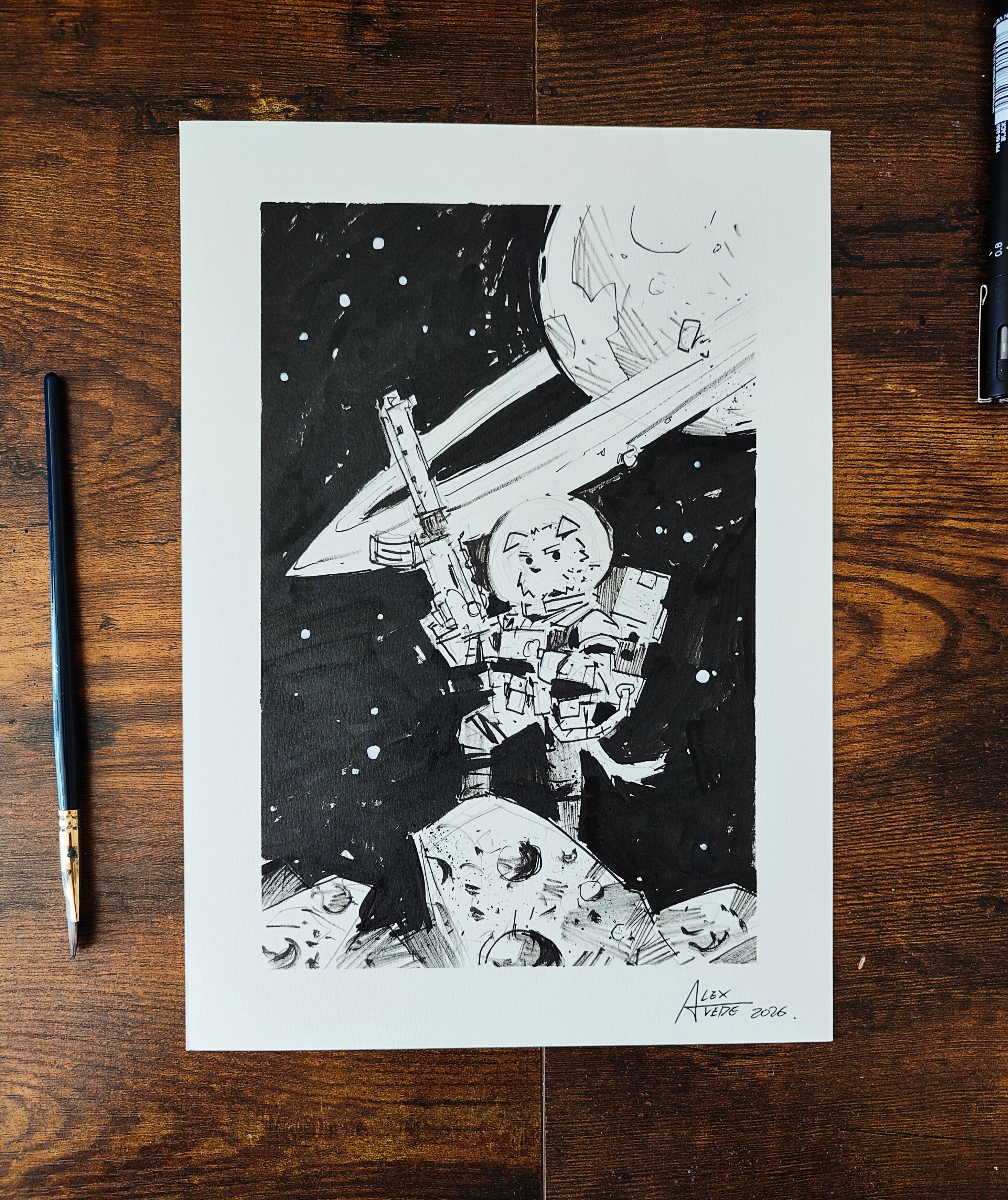 Astronaut Dog-Original artwork