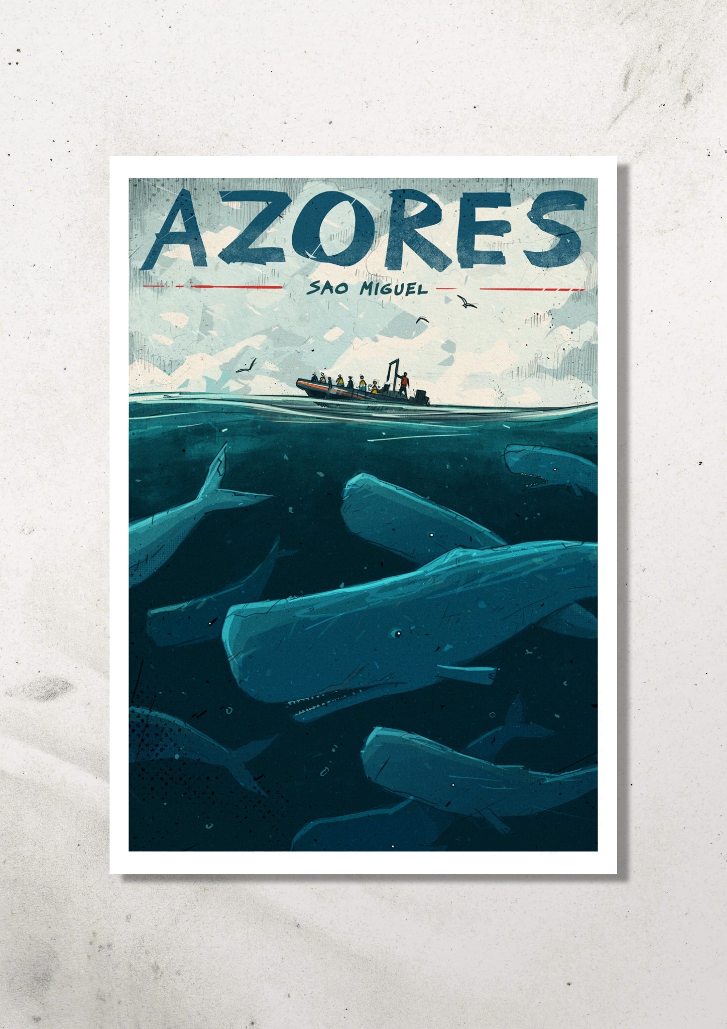 SPERM WHALES IN AZORES PRINT